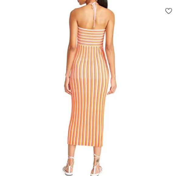 AMUR Valena Striped Halter Midi Dress in Sorbet NWT - Picture 4 of 10